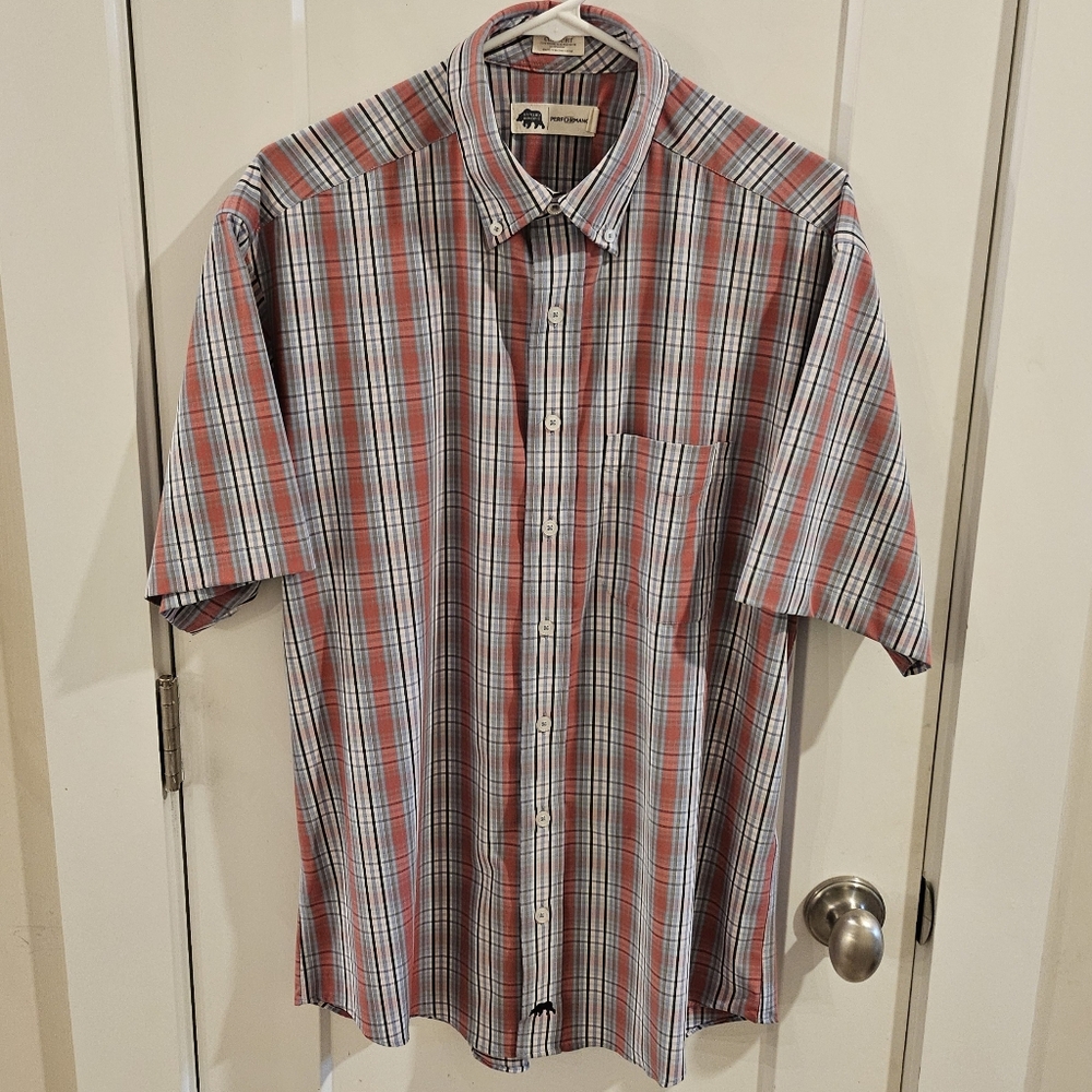 Onward Reserve Performance Short-Sleeve Button-Down Plaid Shirt - Size Medium